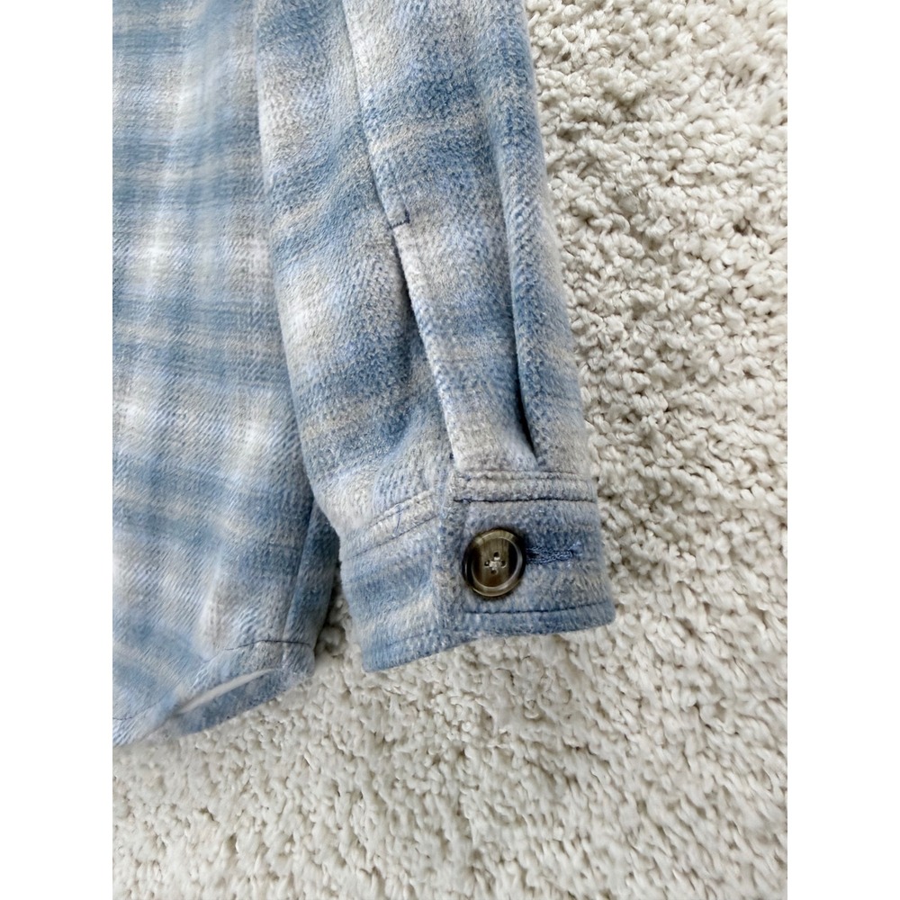 American Eagle Plaid Shacket Womens Small Blue Cream Lined Flannel - Picture 6 of 10